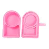 Maxbell Silicone Snack Container Portable Double Compartment for Kitchen Fruits Work Pink