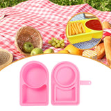 Maxbell Silicone Snack Container Portable Double Compartment for Kitchen Fruits Work Pink