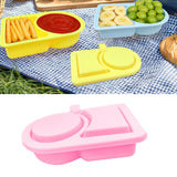 Maxbell Silicone Snack Container Portable Double Compartment for Kitchen Fruits Work Pink