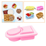 Maxbell Silicone Snack Container Portable Double Compartment for Kitchen Fruits Work Pink