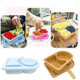 Maxbell Silicone Snack Container Portable Double Compartment for Kitchen Fruits Work Blue