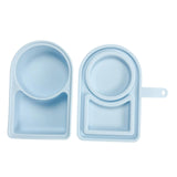 Maxbell Silicone Snack Container Portable Double Compartment for Kitchen Fruits Work Blue