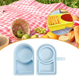 Maxbell Silicone Snack Container Portable Double Compartment for Kitchen Fruits Work Blue