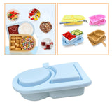 Maxbell Silicone Snack Container Portable Double Compartment for Kitchen Fruits Work Blue