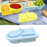 Maxbell Silicone Snack Container Portable Double Compartment for Kitchen Fruits Work Blue