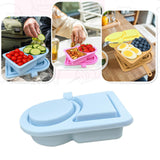Maxbell Silicone Snack Container Portable Double Compartment for Kitchen Fruits Work Blue