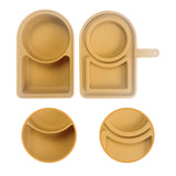 Maxbell Silicone Snack Container Portable Double Compartment for Kitchen Fruits Work Khaki