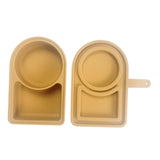 Maxbell Silicone Snack Container Portable Double Compartment for Kitchen Fruits Work Khaki
