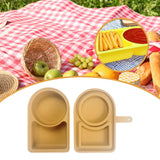 Maxbell Silicone Snack Container Portable Double Compartment for Kitchen Fruits Work Khaki