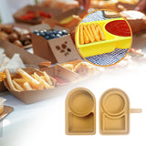 Maxbell Silicone Snack Container Portable Double Compartment for Kitchen Fruits Work Khaki