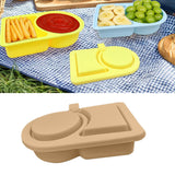 Maxbell Silicone Snack Container Portable Double Compartment for Kitchen Fruits Work Khaki