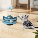 Maxbell Turntable Cat Toy Wobble Spinner for Indoor Adult Cats Medium and Small Cats Blue
