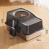 Maxbell Cat Litter Box Fully Enclosed Lightweight Splash Guard 60x40x35cm Cat Bedpan Black