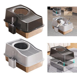 Maxbell Cat Litter Box Fully Enclosed Lightweight Splash Guard 60x40x35cm Cat Bedpan Black