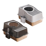 Maxbell Cat Litter Box Fully Enclosed Lightweight Splash Guard 60x40x35cm Cat Bedpan Black