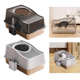 Maxbell Cat Litter Box Fully Enclosed Lightweight Splash Guard 60x40x35cm Cat Bedpan Black