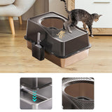Maxbell Cat Litter Box Fully Enclosed Lightweight Splash Guard 60x40x35cm Cat Bedpan Black