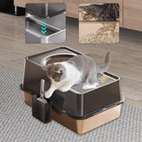 Maxbell Cat Litter Box Fully Enclosed Lightweight Splash Guard 60x40x35cm Cat Bedpan Black