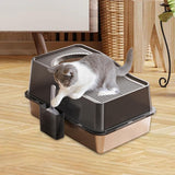 Maxbell Cat Litter Box Fully Enclosed Lightweight Splash Guard 60x40x35cm Cat Bedpan Black