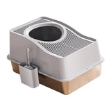 Maxbell Cat Litter Box Fully Enclosed Lightweight Splash Guard 60x40x35cm Cat Bedpan Grey
