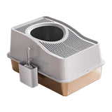Maxbell Cat Litter Box Fully Enclosed Lightweight Splash Guard 60x40x35cm Cat Bedpan Grey