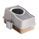 Maxbell Cat Litter Box Fully Enclosed Lightweight Splash Guard 60x40x35cm Cat Bedpan Grey