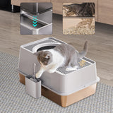 Maxbell Cat Litter Box Fully Enclosed Lightweight Splash Guard 60x40x35cm Cat Bedpan Grey