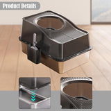 Maxbell Fully Enclosed Cat Litter Box Toilet Sturdy Splash Free Versatile Cat Bedpan Black