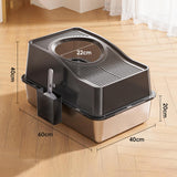 Maxbell Fully Enclosed Cat Litter Box Toilet Sturdy Splash Free Versatile Cat Bedpan Black
