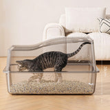 Maxbell Fully Enclosed Cat Litter Box Toilet Sturdy Splash Free Versatile Cat Bedpan Black