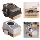 Maxbell Fully Enclosed Cat Litter Box Toilet Sturdy Splash Free Versatile Cat Bedpan Black