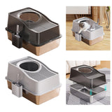 Maxbell Fully Enclosed Cat Litter Box Toilet Sturdy Splash Free Versatile Cat Bedpan Black