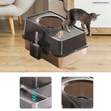 Maxbell Fully Enclosed Cat Litter Box Toilet Sturdy Splash Free Versatile Cat Bedpan Black