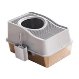 Maxbell Fully Enclosed Cat Litter Box Toilet Sturdy Splash Free Versatile Cat Bedpan Grey