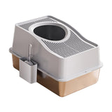 Maxbell Fully Enclosed Cat Litter Box Toilet Sturdy Splash Free Versatile Cat Bedpan Grey