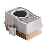 Maxbell Fully Enclosed Cat Litter Box Toilet Sturdy Splash Free Versatile Cat Bedpan Grey