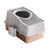 Maxbell Fully Enclosed Cat Litter Box Toilet Sturdy Splash Free Versatile Cat Bedpan Grey