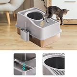 Maxbell Fully Enclosed Cat Litter Box Toilet Sturdy Splash Free Versatile Cat Bedpan Grey