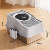 Maxbell Fully Enclosed Cat Litter Box Toilet Sturdy Splash Free Versatile Cat Bedpan Grey