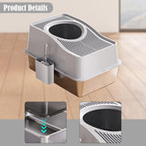 Maxbell Fully Enclosed Cat Litter Box Toilet Sturdy Splash Free Versatile Cat Bedpan Grey
