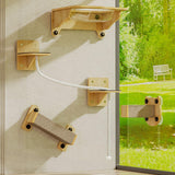 Maxbell Cat Wall Shelves Accessories Cat Climbing Shelf for Resting Playing Climbing Hemp Rope