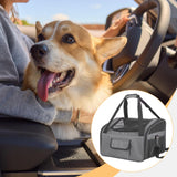 Maxbell Dog Car Seat Folded Breathable Mesh Gifts Shoulder Bag Comfortable Dog Crate Gray