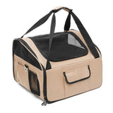 Maxbell Dog Car Seat Folded Breathable Mesh Gifts Shoulder Bag Comfortable Dog Crate Khaki