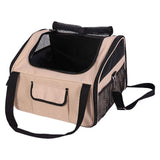 Maxbell Dog Car Seat Folded Breathable Mesh Gifts Shoulder Bag Comfortable Dog Crate Khaki
