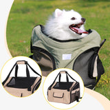 Maxbell Dog Car Seat Folded Breathable Mesh Gifts Shoulder Bag Comfortable Dog Crate Khaki