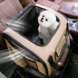 Maxbell Dog Car Seat Folded Breathable Mesh Gifts Shoulder Bag Comfortable Dog Crate Khaki