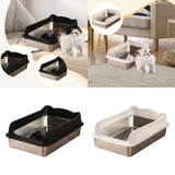 Maxbell Open Top Cat Litter Box Splashproof Cat Sand Box Cat Litter Basin Litter Pan Black