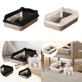 Maxbell Open Top Cat Litter Box Splashproof Cat Sand Box Cat Litter Basin Litter Pan Black