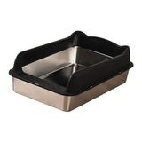 Maxbell Open Top Cat Litter Box Splashproof Cat Sand Box Cat Litter Basin Litter Pan Black