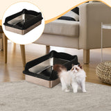 Maxbell Open Top Cat Litter Box Splashproof Cat Sand Box Cat Litter Basin Litter Pan Black